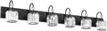 Ralbay Modern 6-Light Black Crystal Vanity Lights for Bathroom - Matte Black Crystal Wall Light Fixtures
