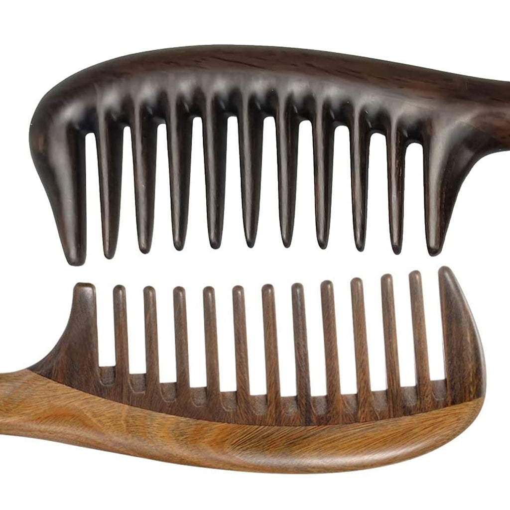 Louise Maelys 2 Pack Wooden Wide Tooth Combs For Curly Hair