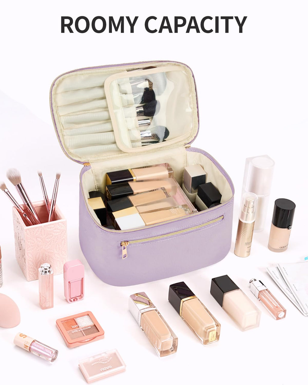 Wandering Nature Makeup Bag, Women Travel Make Up Vanity Case with Handle
