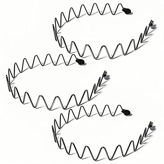 KELUBATU Metal Headband for Men, Adjustable Wavy Hair Band, Wide Wave 3 Pcs