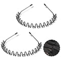 Metal Headband for Men, Wire Headbands for Women, Adjustable Unisex Hair Band with Wavy Design, Black Elastic Sports Headband for Daily Use, Outdoor Sport & Gifts (2PCS)