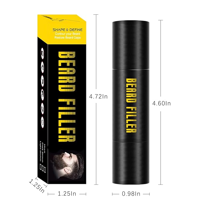 NewBang Beard Filler, 2-in-1 Filling Stick and Brush for Men, Waterproof Long-Lasting Natural Finish, Enhances Facial Hair and Moustache Makeup - Black