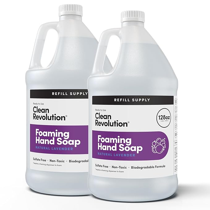 Clean Revolution Foaming Hand Soap Refill with Real Essential Oils, Moisturizing Sulfate-Free Hand Soap, Ready-to-Use Foam Soap Refill for Kitchen & Bathroom (Geranium Mint) 14 oz