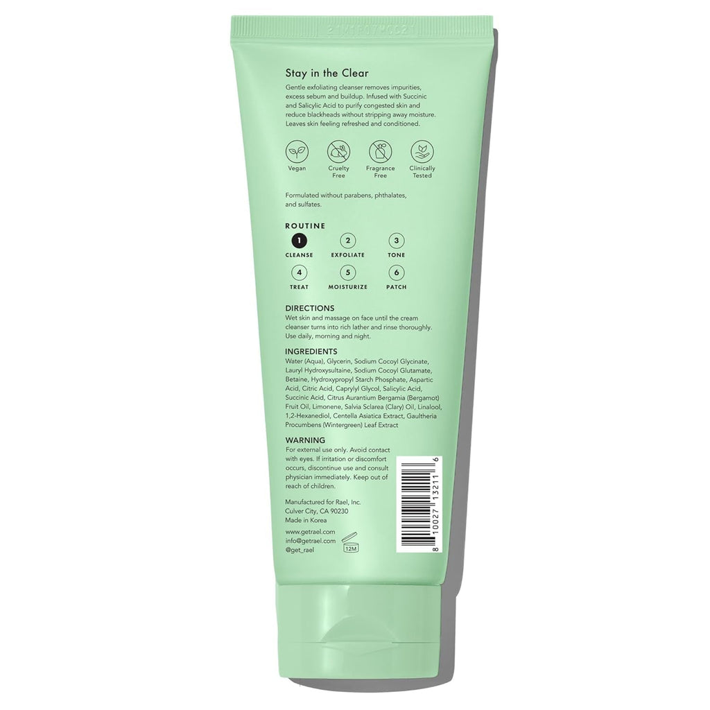 Rael Miracle Clear Facial Cleanser Face Wash (Exfoliating Cleanser, 5.1 oz)