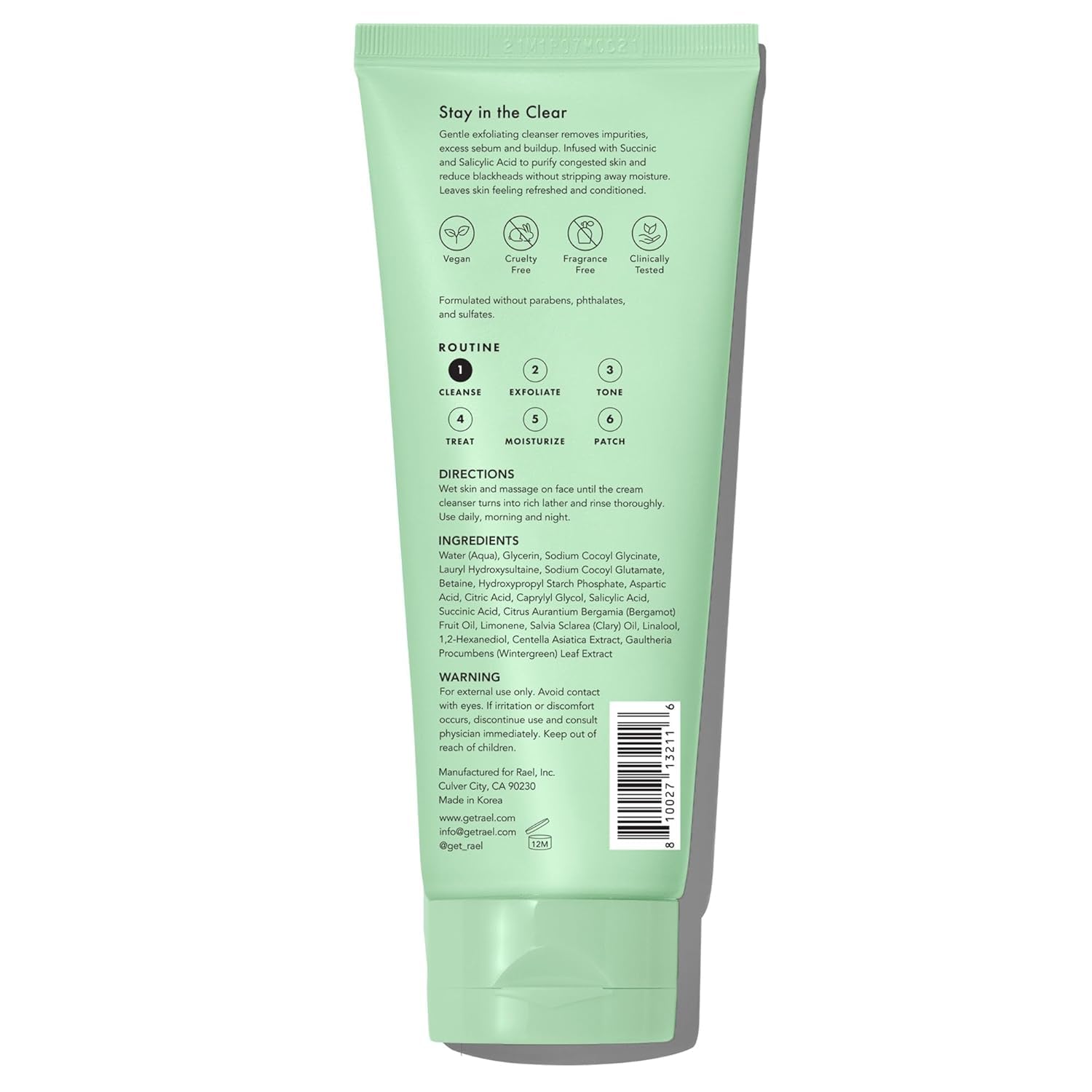 Rael Miracle Clear Facial Cleanser Face Wash (Exfoliating Cleanser, 5.1 oz)