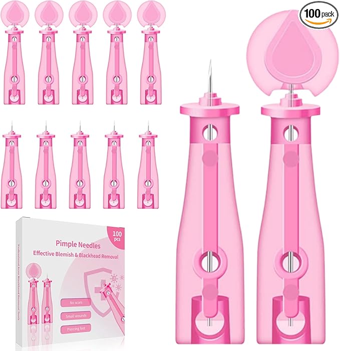 100Pcs Sterile Lancets for Pimples - Disposable Pimple Extractor Tools, Portable Acne Blackhead Remover Tools for Travel & Sensitive Skin, Sterile Acne Needles for at-Home Skin Care