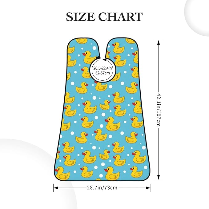 Beard Hair Catcher for Men, Waterproof Shaving Bib Apron Non-Stick, Trimming Tool for Dad Husband, Yellow Rubber Duck Print Shave Bib