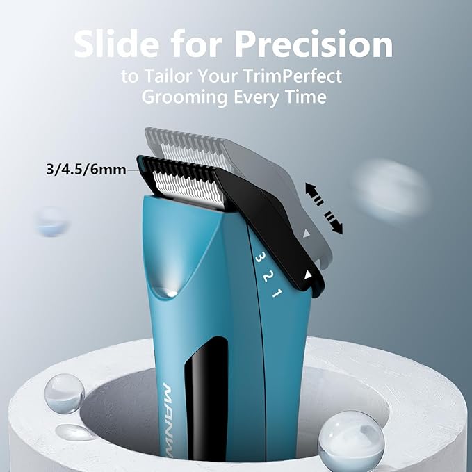 ManWills Body Hair Trimmer Men - Body Groomer, Groin Hair Trimmer for Men Waterproof Wet/Dry Use, Electric Ball Trimmer/Shaver with Charging Dock, Male Hygiene Razor, Mens Grooming Kit