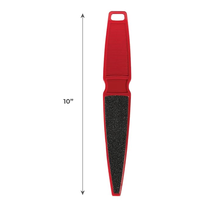 ForPro Professional Collection Pedicure Paddle Foot File, Double-Sided Foot File for Heels, Disposable & Sanitizable, 80/120 Grit, Red, Pack of 12