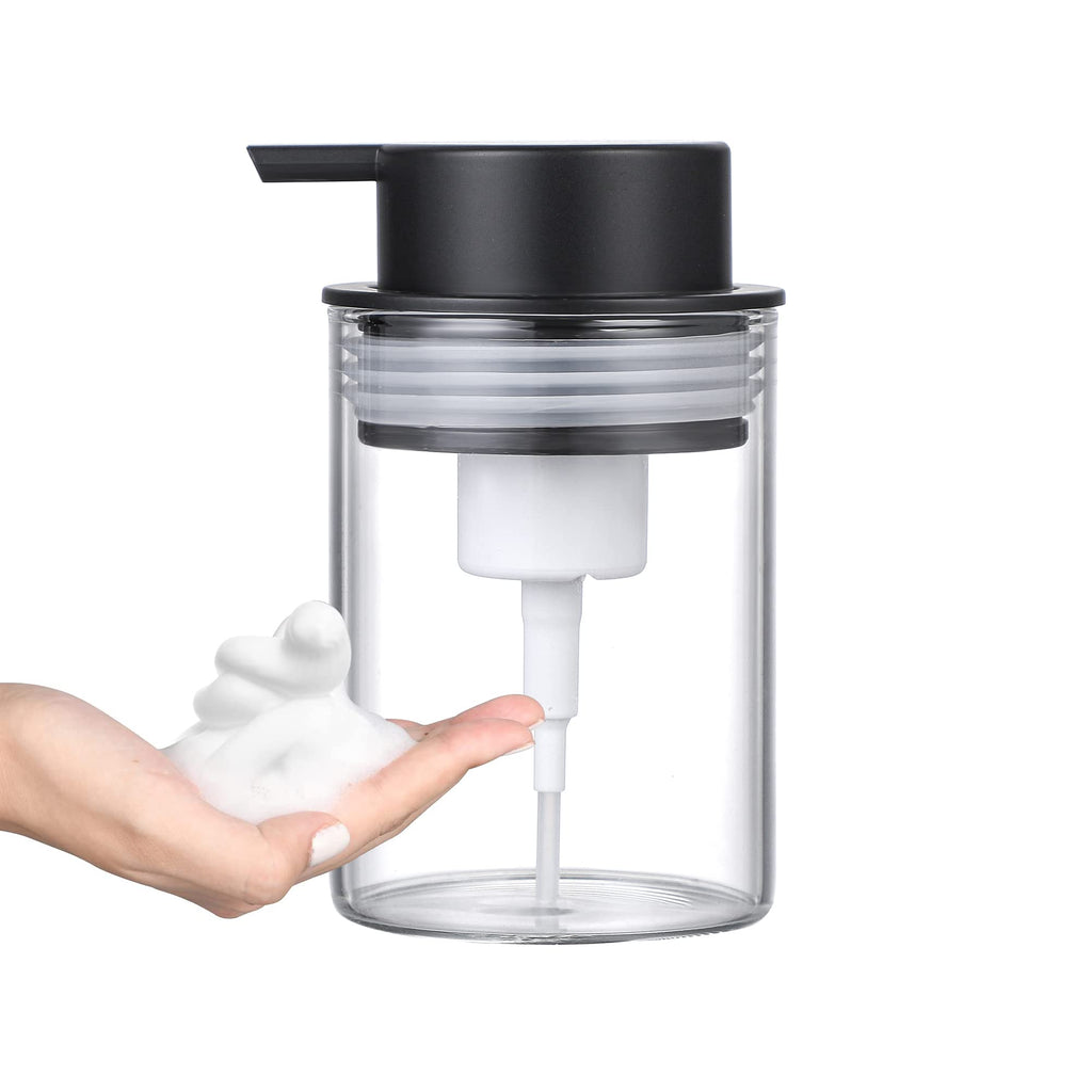 MKLZ Glass Foam Soap Dispenser, 10oz Hand Liquid Bottles with Plastic Pump