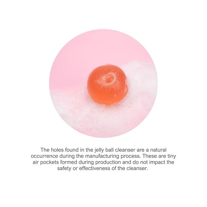 Naisture Be Bare Jelly Ball Cleanser, Daily Face Wash Korean Skin Care Cleanser Ball for Dry Skin with Allantoin for Protection, AHA &BHA for Exfoliation and Hydration- Peachy Pink (1.41oz)