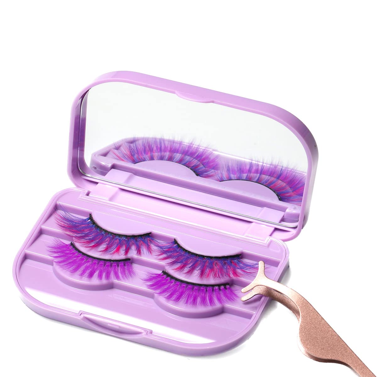 False Eyelash Storage Case with Mirror, Empty Travel Lash Organizer Box