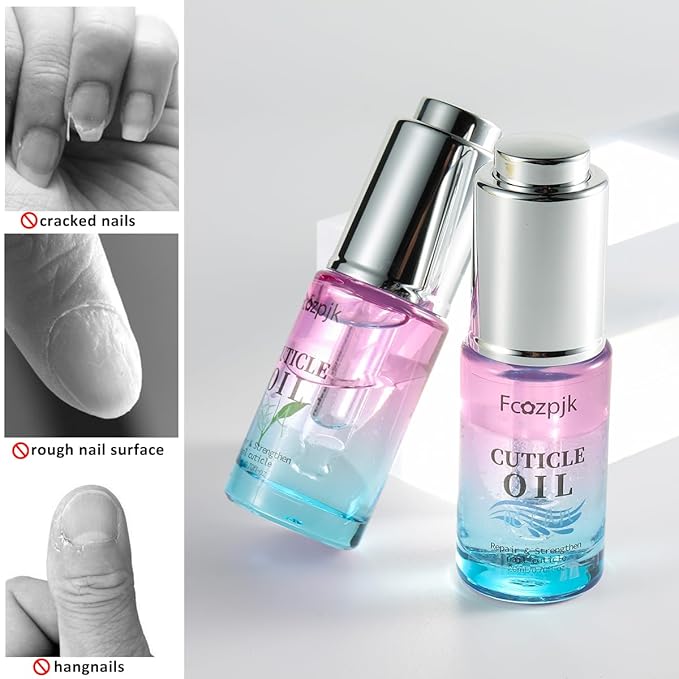 Fcozpjk Revitalizing Cuticle Oil, 2PCS Cuticle Oil for Nails, Green Tea & Ocean Scent, Moisturizes Strengthener Oil Dry Nail Treatment Repair Cuticles, With Vitamin E Nail and Cuticle Oil 1.4 Fl Oz