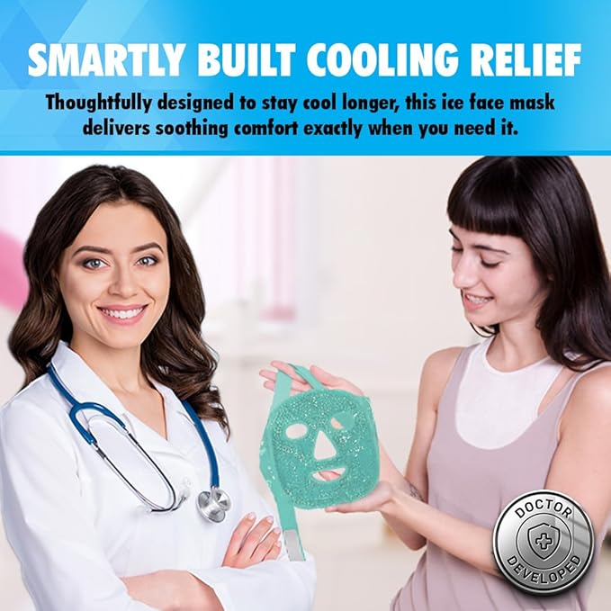 Perfect Remedy Face Ice Pack, Reusable Hot & Cold Ice Face Mask, Gel Compress for Helping with Puffy Eyes and aiding in Conditions of Swelling, Facial Spa Cooling Mask for Women and Men (Green)