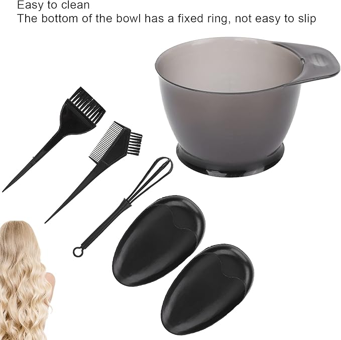 Dioche 5-Piece Professional Hair Coloring Kit – Ergonomic Brush, Deep Mixing Bowl, Tail Comb & Salon Tools for Use