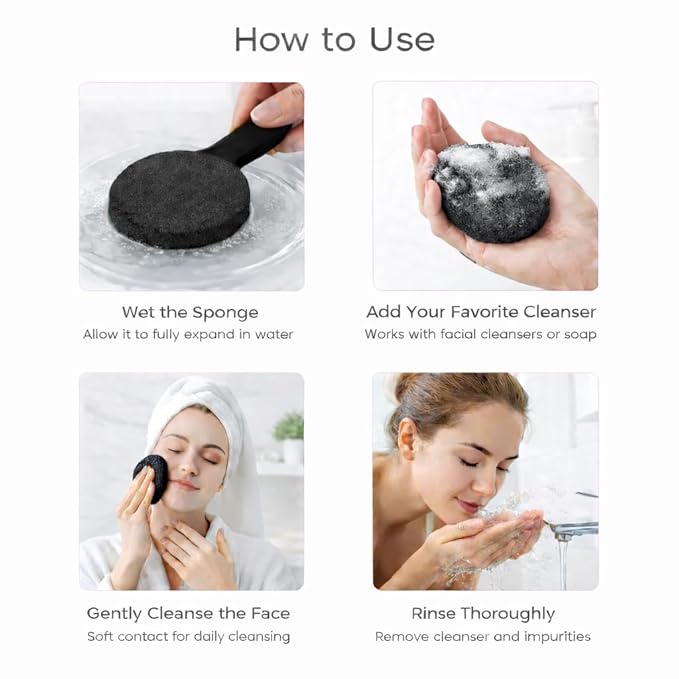 KarsJeGu 120 PCS Compressed Facial Sponges, Natural Cellulose Face Cleaning Pads, Professional Spa-Grade Makeup Remover Sponges for Daily Cleansing,Compact Travel-Friendly Skincare Essentials (black)
