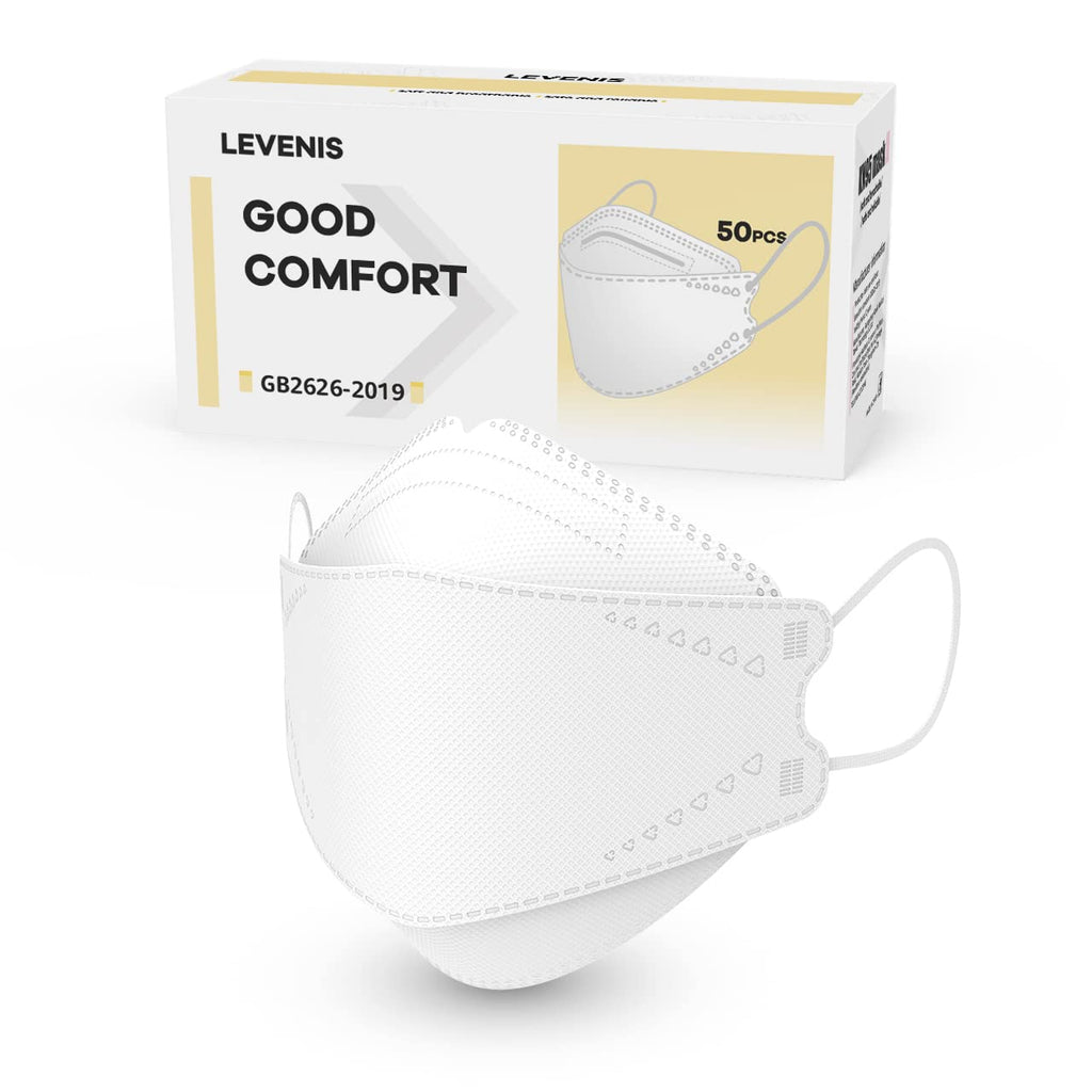 LEVENIS Face Masks 50 Pack, Breathable Comfortable and Disposable Mask, White