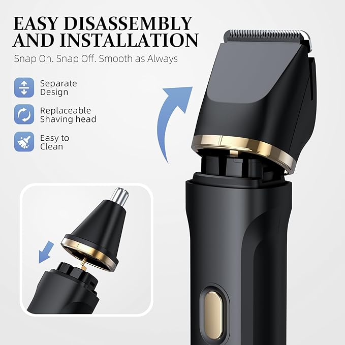HOHOLE 5-in-1 Bikini Trimmer for Women, IPX7 Waterproof Electric Razors Shaver, Cordless Body Hair Trimmer, Facial & Pubic Hair Removal, Ceramic Blade (Black)