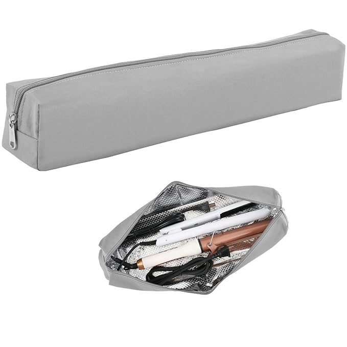 Suafrnut Professional Hot Hair Tools Organizer Bag Portable Travel Heat Resistant Storage Case Pouch for Curling Irons, Flat Irons, Hair Straightener and Styling Tools(17.7" x 3.2"x 3.2")