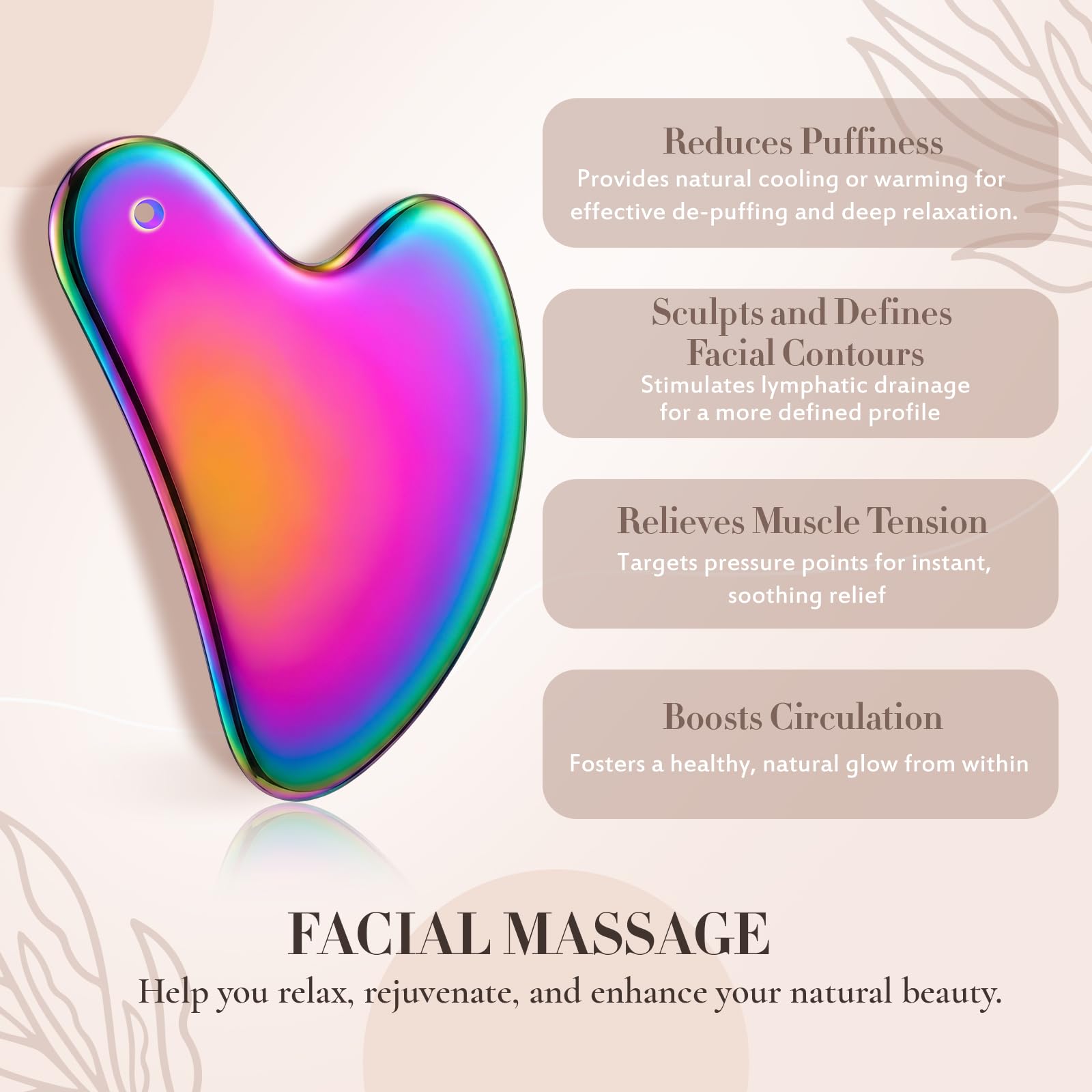 Nuanchu 304 Stainless Steel Gua Sha Facial Tool Rainbow