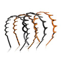 WOVOWOVO Zig Zag Headbands for Women Teen Girls Men, Plastic Hair Bands with Teeth Thin Zigzag Head Bands for Women's Hair, Multi-style Non Slip Black Comb Hairbands Accessories, 4 Packs