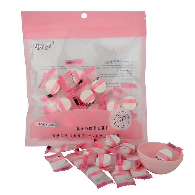 24PCS Natural Pure Cotton Dry Compressed Facial Mask Sheet, DIY Facial Skin Care Great for Home and Travel, Disposable Mask Paper, Individually Packaged Like Candy