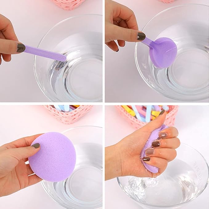 Tegelrying Facial Sponge Compressed,60 Pcs PVA Professional Makeup Removal Wash Round Face Sponges Spa Pads Exfoliating Cleansing for Women,Blue,Purple