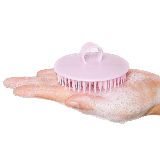YEALIFE 2Pack Hair Scalp Exfoliator Brush Dandruff Cleaning Brush, Flexible Scalp Massager, Shower Shampoo Brush for Home, Office, Travel and Pets-Pink/Blue