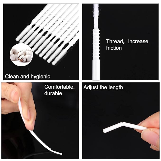 Dming 200PCS Micro Applicators Brushes Mini Cotton Swabs Remove Grafted Eyelash Glue Dedicated Brush Disposable Microswabs for Eyelash Extensions Make up and Lash Clean and Personal Care (White 1)