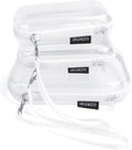 iRUNZO 3 PCS Clear Hard Shell Zipper Case With Handle Strap，Clear Plastic Waterproof Cosmetic Makeup Bags Toiletry Pouches for Travel With Double Zipper，Kid's Toy Storage Organizer Bins Box