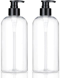 Plastic Pump Bottles Dispenser 2 Pack 16.9oz Clear Refillable Pump Bottle