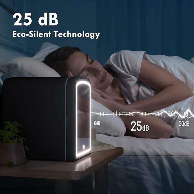COYCYQI 4L Mini Skincare Fridge with Dimmable LED Mirror, Portable Beauty Refrigerator for Makeup, Cosmetic, Personal Small Refrigerator with Cooler and Warmer for Bedroom, Office and Car(Black)