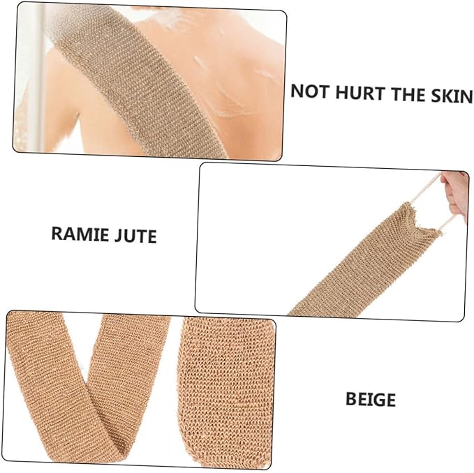 Happyyami 2pcs Back Scrubber Strap Ramie Jute Bath Exfoliator Wash Towel for Shower Gentle Skin-Friendly Design for Daily Use for Home Travel