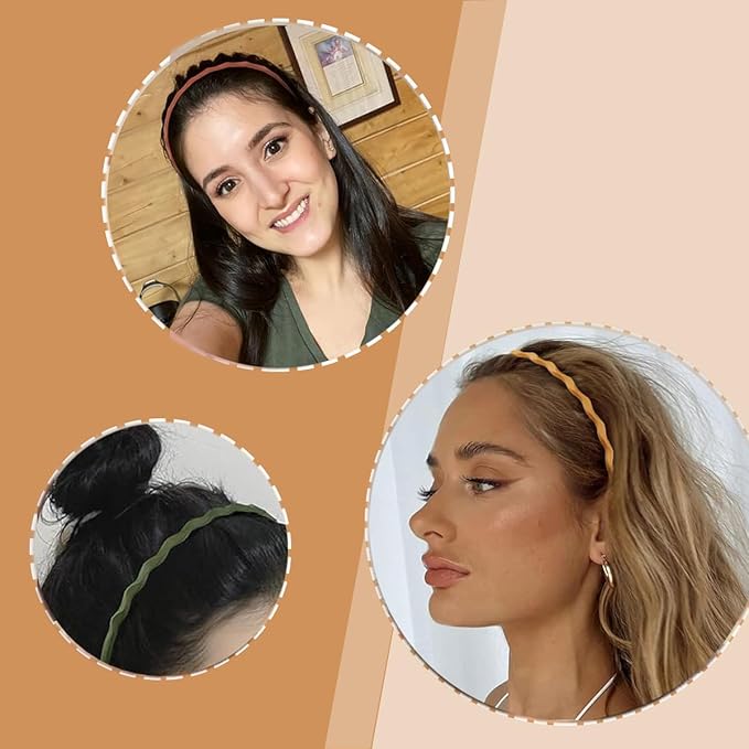 Springtime 12pcs Thin Headbands for Girls Women Colorful Skinny Plastic Hairbands 5mm Hard Teeth Head Band For Kids Hair Accessories for Teens