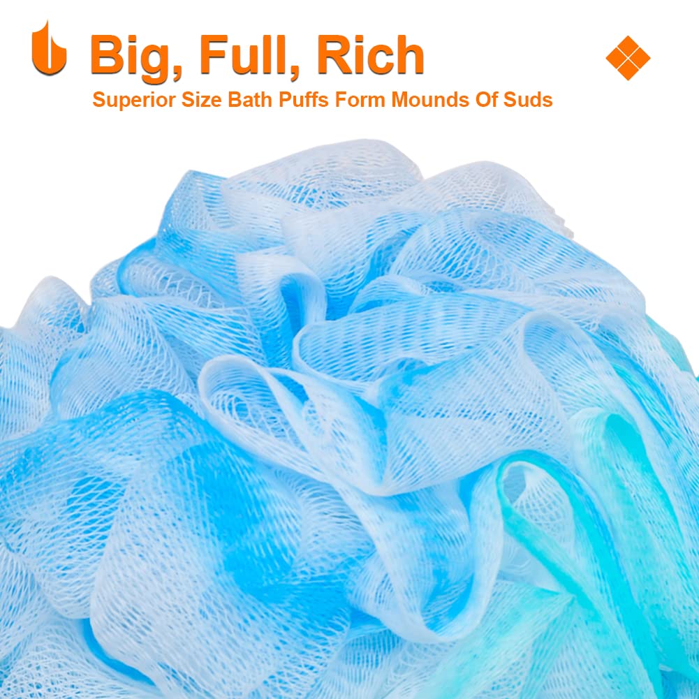 Urbanstrive Shower Bath Sponge XL 75g Soft Shower Loofahs Balls for Body Wash Men Women Bathroom Accessories, 1 Pack, Green-Blue