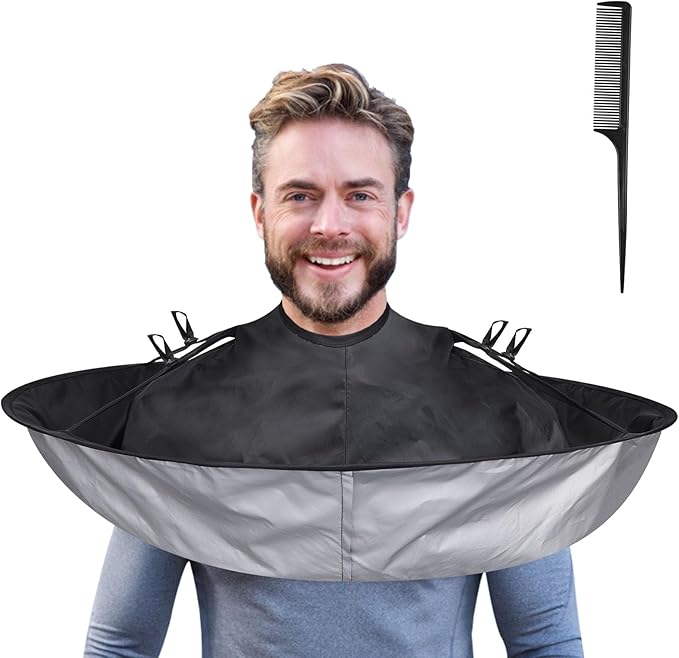 Lictin Hair Cloak - Black Waterproof Foldable Barber Cape Apron, Professional Haircut Cape with 1PCS Comb