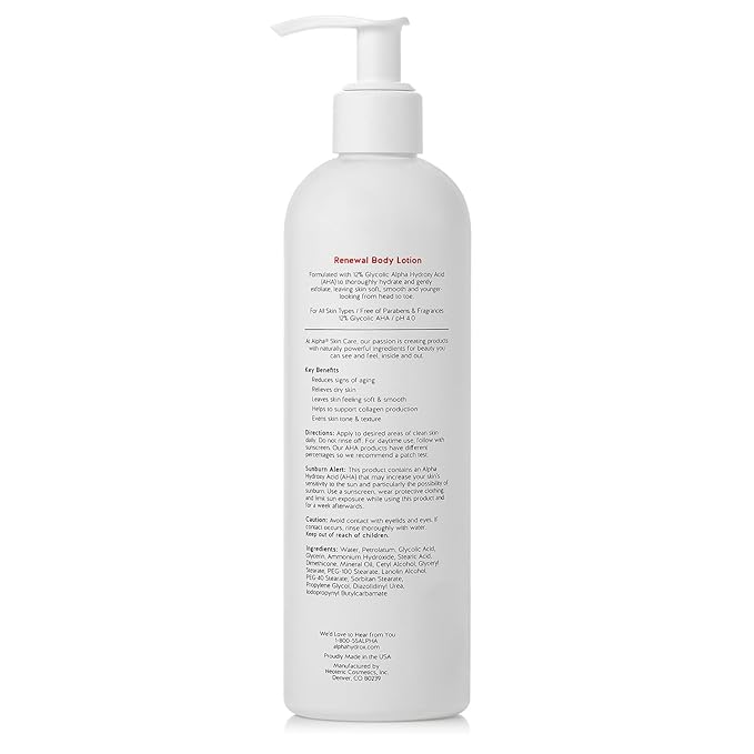 Alpha Skin Care Revitalizing Body Lotion, 12% Glycolic AHA, 12 Oz, 2 Pack