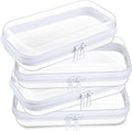 Hoolerry 4 Pcs Hard Clear Zipper Case Makeup Bags Plastic Zipper Pouch Transparent Storage Box Containers for Cosmetics, Snacks, Building Blocks, Puzzles(Clear,7.5 x 3.9 x 2 in,White)
