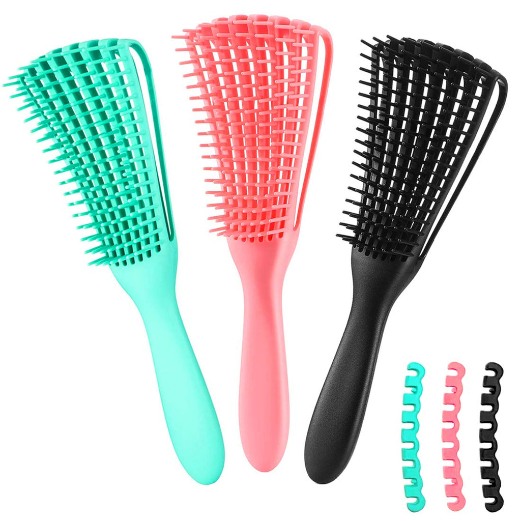 A.DASHER Detangling Brush for Afro America/African Hair Textured 3a to 4c, Knots Detangler Scalp Massage Comb for Women, Beige (3 Count)
