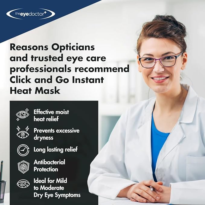 The Eye Doctor Click & Go – Instant Reusable Gel Pack Hot Eye Compress for Dry Eye, Blepharitis and MGD Treatment – Use The Eye Mask Anywhere Instantly, no Need to Microwave