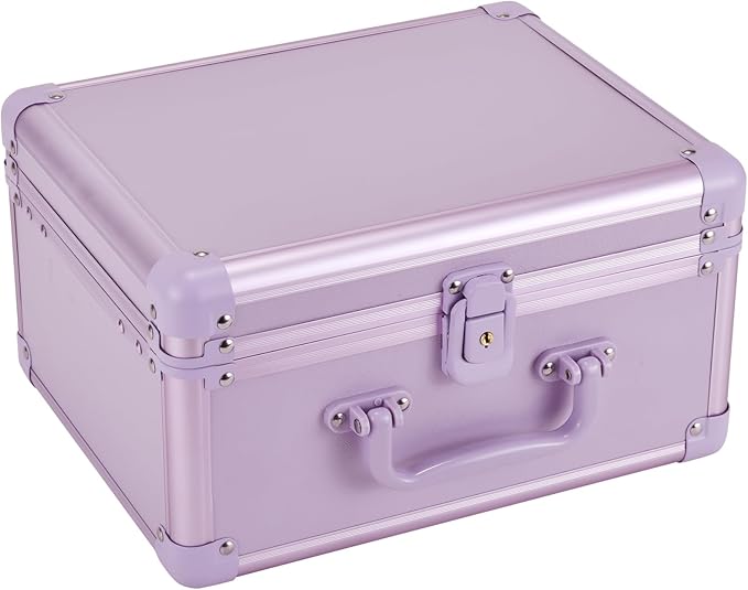 GALHUBIS Makeup Case with Lighted Mirror, Makeup Box Organizer with Detachable LED Mirror, Travel Makeup Train Case, Waterproof Cosmetic Organizer, Standing Brush Holder, Gift, Purple