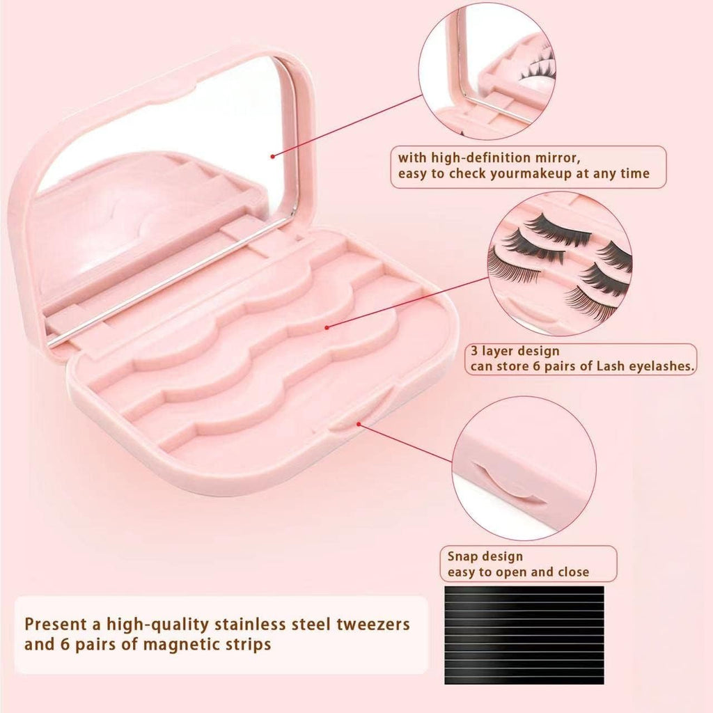 False Eyelash Storage Case with Mirror Empty Travel Lash Organizer Box