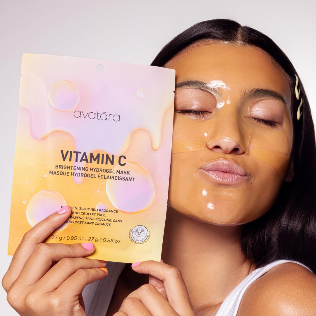 Avatara High-Key Glow Water-Gel and Hydrogel Sheet Mask Variety 8-Pack - Hyaluronic Acid, Vitamin C, and Lyocell Fiber Korean Beauty Face Masks for Tween, Teen and All Skin