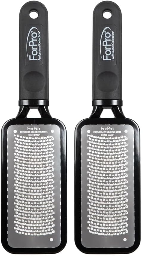 ForPro Premium Stainless Steel Foot Rasp, Colossal Foot File & Callus Remover, Instantly Removes Calluses & Smooths Cracked Heels, 10.75" L x 2.75" W, Black (Pack of 2)