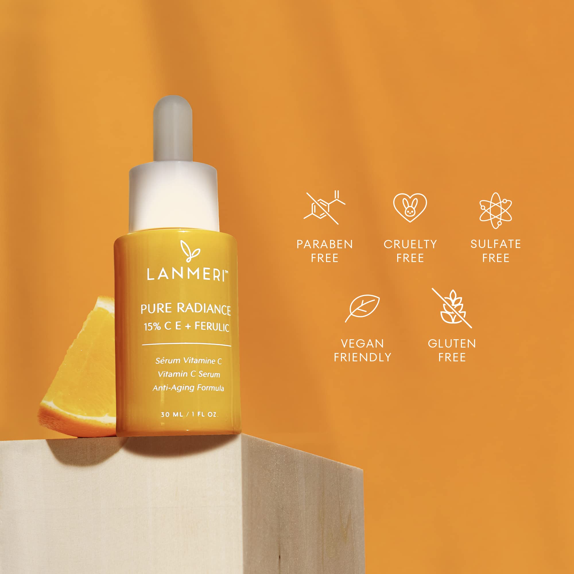Lanmeri Ceuticals 15% Vitamin C + E + Ferulic Serum: Advanced Antioxidant Defense Formula with 1% Vitamin E & 0.5% Ferulic Acid – High-Stability Vitamin C Serum (1 Fl Oz (Pack of 2), Vitamin C)