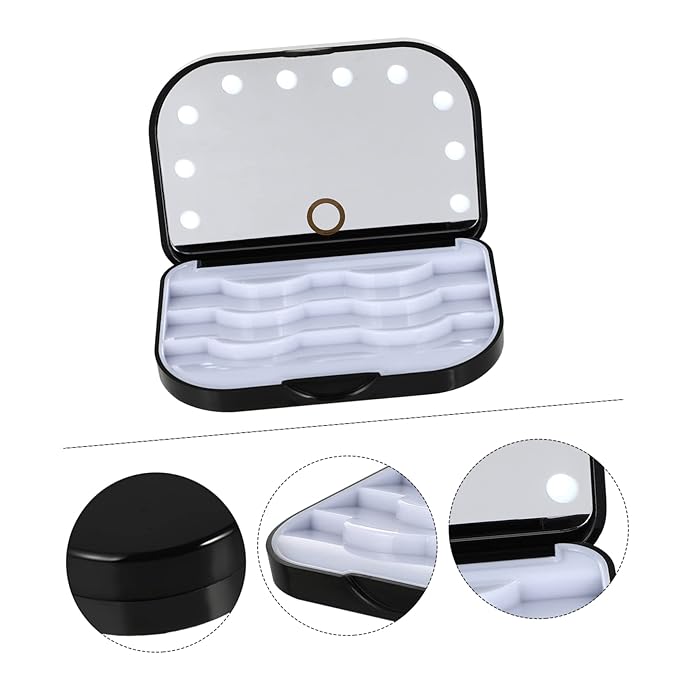OSOLADY Organizer Box for Eyelashes Lash Tray Holder Led Lighted Lash Storage Case for Makeup