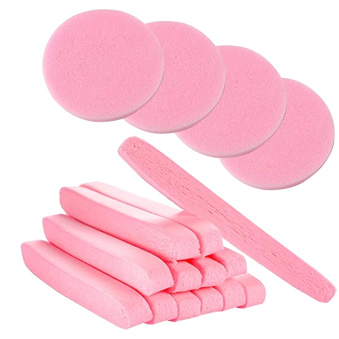 Tegelrying Facial Sponge Compressed,60 Pcs PVA Professional Makeup Removal Wash Round Face Sponges Spa Pads Exfoliating Cleansing for Women,Yellow,Pink