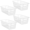 SANNO 14" Freezer Baskets Wire Storage Baskets for Organizing Pantry Organization Bins Cabinets - Metal Basket Kitchen, Laundry, Garage, Fridge, Bathroom Countertop Organizer