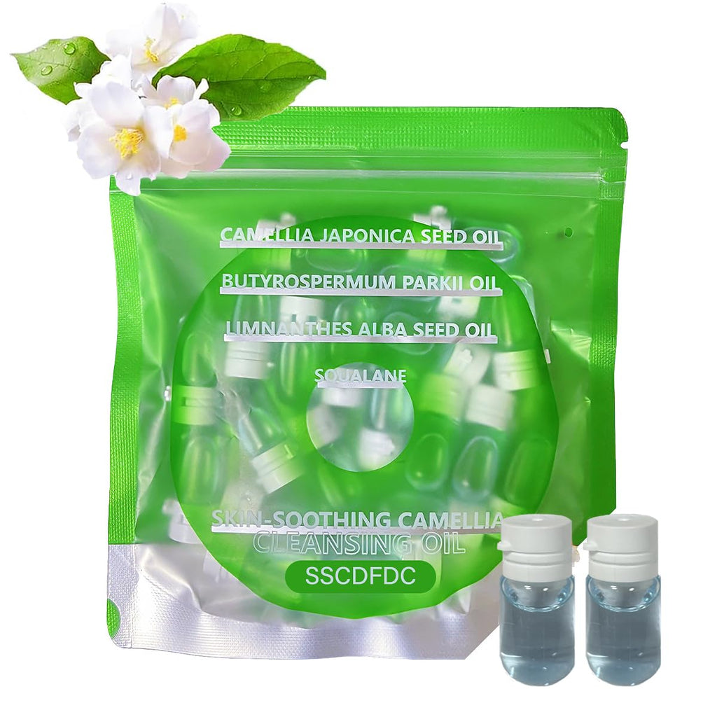 SSCDFDC Cleansing Oil Mini Travel-Friendly, Natural Makeup Remover Portable 20pcs Gentle Moisturizing Cleansing Oil for All Skin Types, Travel with (Camellia)