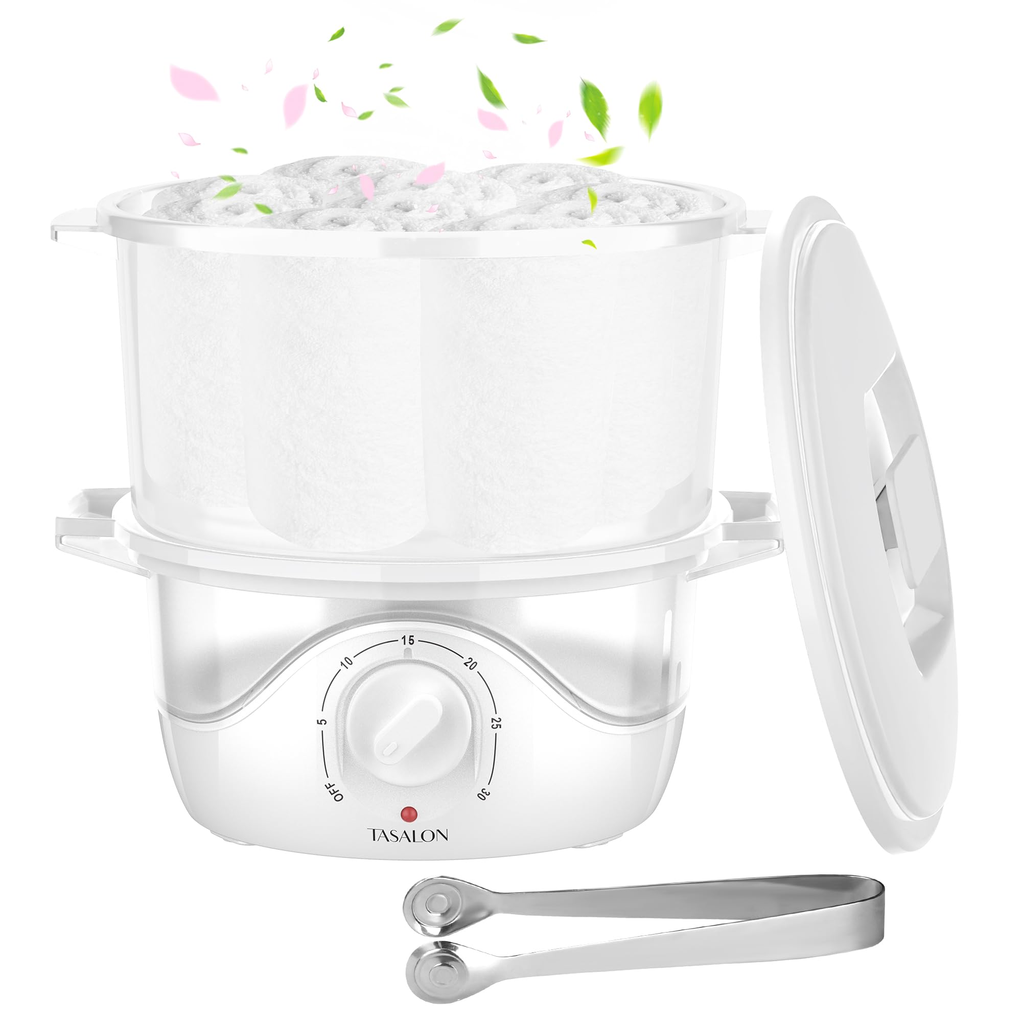 TASALON White Hot Towel Steamer for Facials, 5-Min Quick Heating Towel Warmer Machine, Portable Spa Salon Equipment with Aromatherapy for Massage
